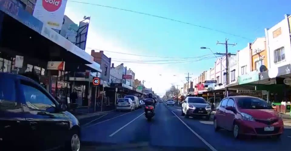 A driver with a dashcam captures another driver cutting in on the left. Source: Dash Cam Owners Australia/Facebook