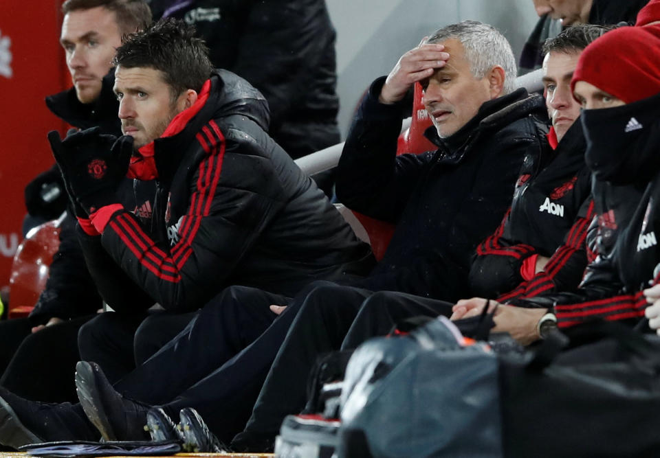 Manchester United manager Jose Mourinho during their 1-3 defeat by Liverpool in the English Premier League on 16 December, 2018 (PHOTO: Reuters/Carl Recine)