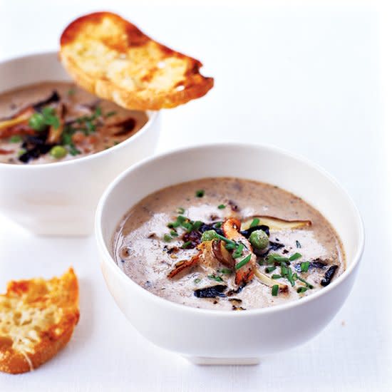 Wild Mushroom Soup with Parmesan Toasts