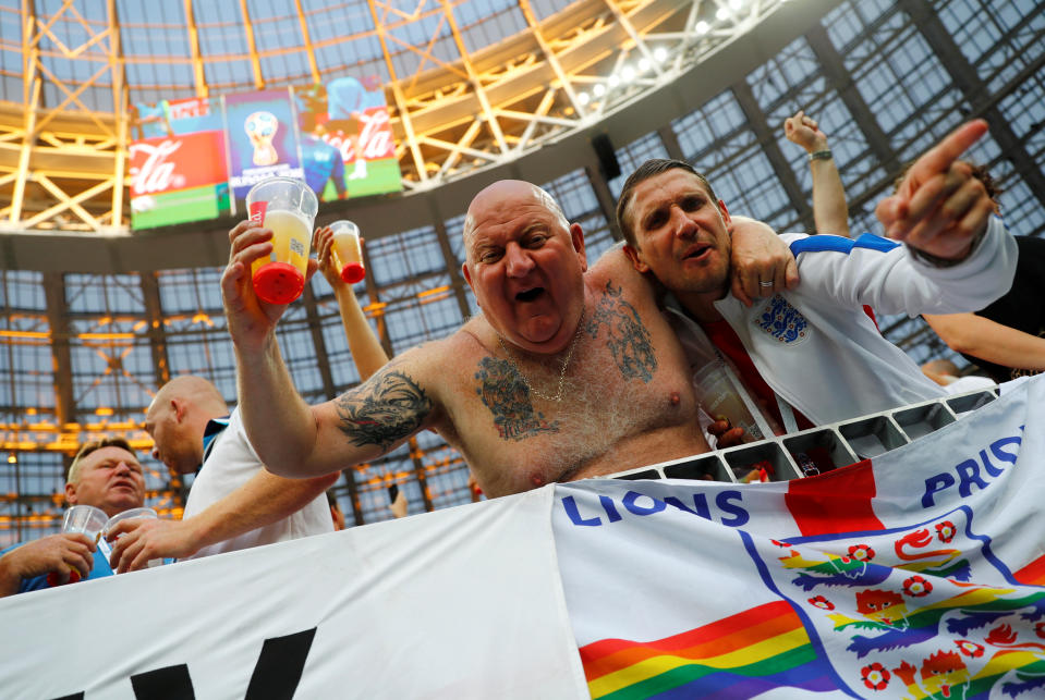 <p>England fans in full voice </p>