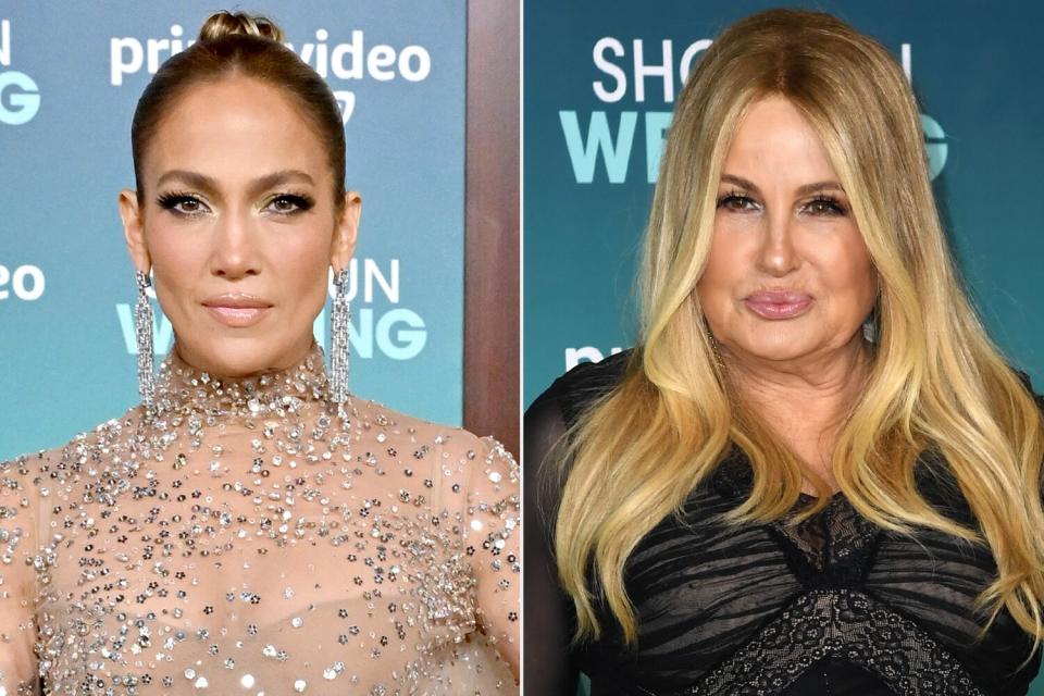 Jennifer Lopez attends the Los Angeles Premiere of Prime Video's "Shotgun Wedding" ; Jennifer Coolidge attends the Los Angeles premiere of Prime Video's "Shotgun Wedding"