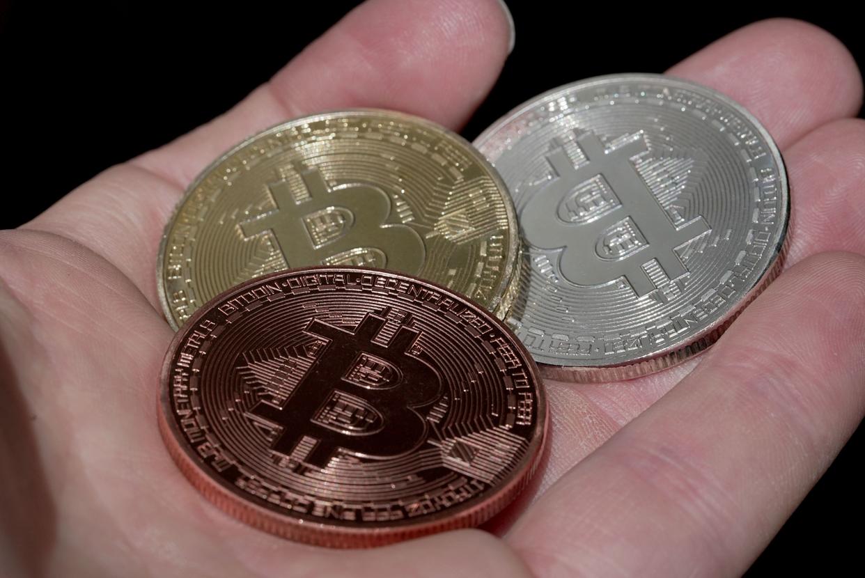 In this photo illustration, a visual representation of Bitcoin cryptocurrency is pictured on May 30, 2021 in London, England. Bitcoin is a decentralised digital currency, which has been in use since 2009.