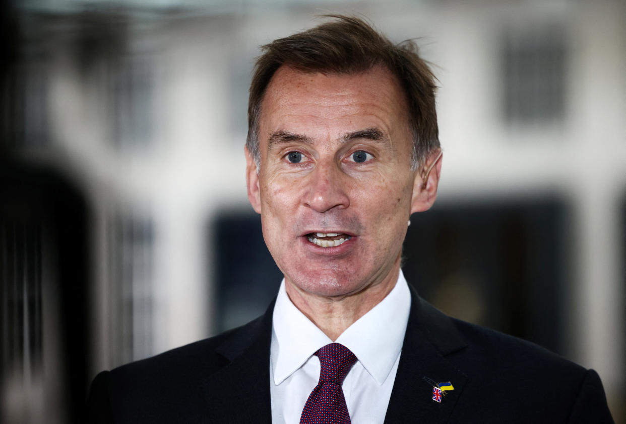 budget British Chancellor of the Exchequer Jeremy Hunt talks to a television crew outside the BBC headquarters in London, Britain November 18, 2022. REUTERS/Henry Nicholls
