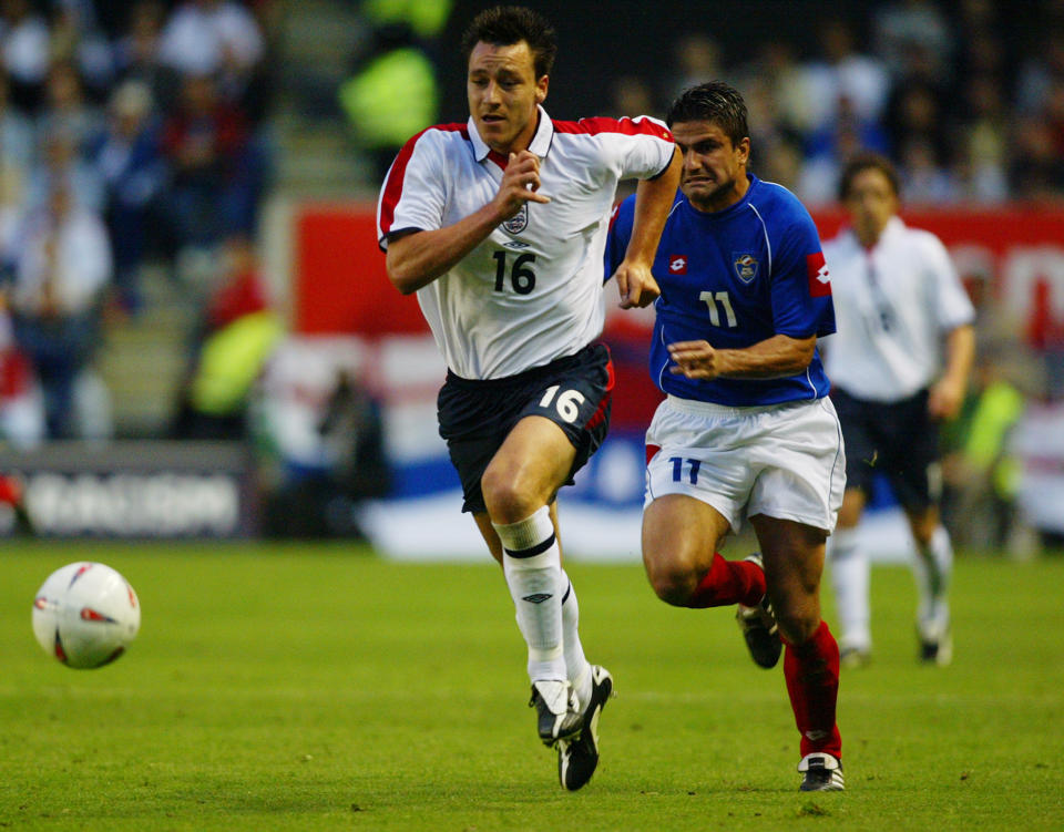 <p>Terry finally made his England debut in a friendly with Serbia and Montenegro shortly after the 2002/2003 season finished (Getty Images) </p>