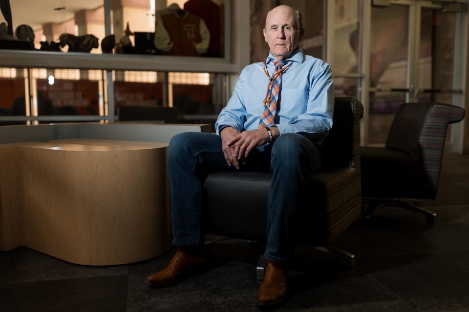 Nate Poss, director of football operations for UTEP, sits for a portrait at the Larry K. Durham Sports Center on Thursday, Jan. 11, 2024. Poss is retiring after 27 years.