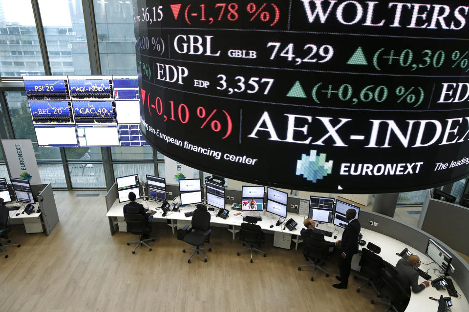 European stock markets opened higher on Thursday. Above, Euronext headquarters at La Defense business and financial district in Courbevoie near Paris, France. Photo: Benoit Tessier/Reuters