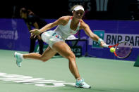 Tennis - Singapore WTA Finals Singles - National Indoor Stadium, Singapore - 23/10/16 - Angelique Kerber of Germany in action against Dominika Cibulkova of Slovakia. REUTERS/Edgar Su