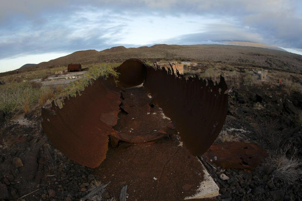 The ruins of a former U.S. World War II era base are seen at Punta Albemarle in Isabela island at Galapagos National Park August 22, 2013. (REUTERS/Jorge Silva)