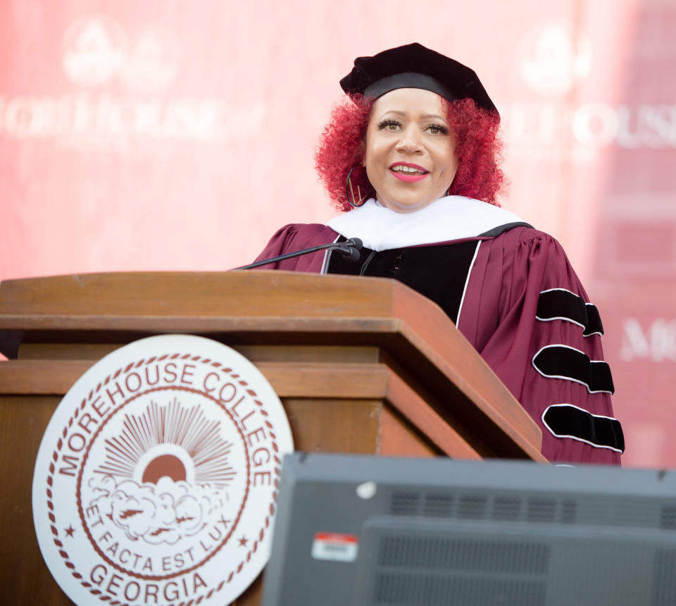 Author Nikole Hannah-Jones speaks May 16 at commencement at Morehouse College in Atlanta. (Photo: Marcus Ingram/Getty Images)