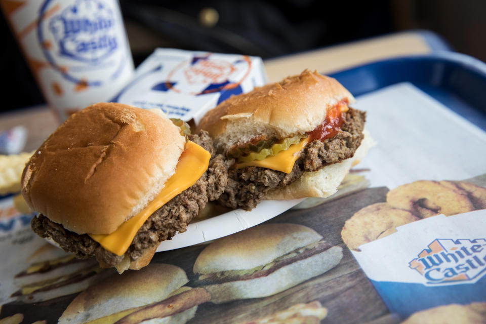 Meatless 'Impossible Sliders' served at a White Castle restaurant in New York City. &nbsp; (Photo: Drew Angerer via Getty Images)