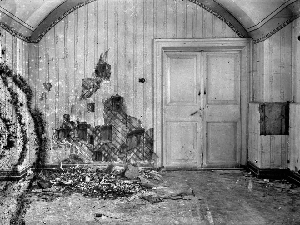 Cellar of Ipatiev House in Yekaterinburg, after the Execution of the Romanov Family in the night on 16-17 July 1918,