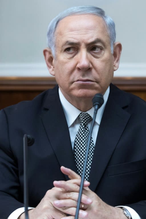 Prime Minister Benjamin Netanyahu chairs the weekly cabinet meeting at his Jerusalem office on February 4, 2018