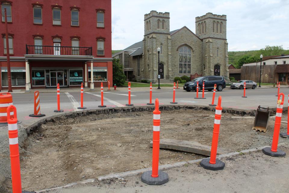 A view of Hornell's Streetscape and Alleyways Improvement Project in progress on May 14, 2024. Phase 2 of the project is underway.