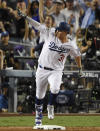<p>Los Angeles Dodgers center fielder Joc Pederson (31) runs the bases on his solo home run against the Houston Astros in the fifth inning in game two of the 2017 World Series at Dodger Stadium. Mandatory Credit: Robert Hanashiro-USA TODAY Sports </p>