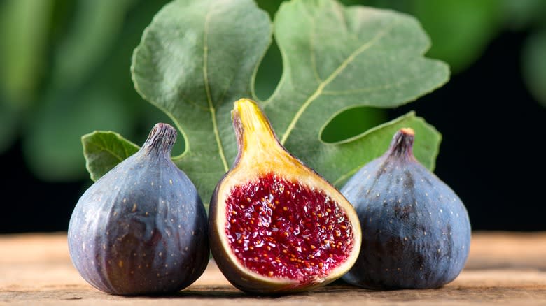 Fresh figs on cutting board