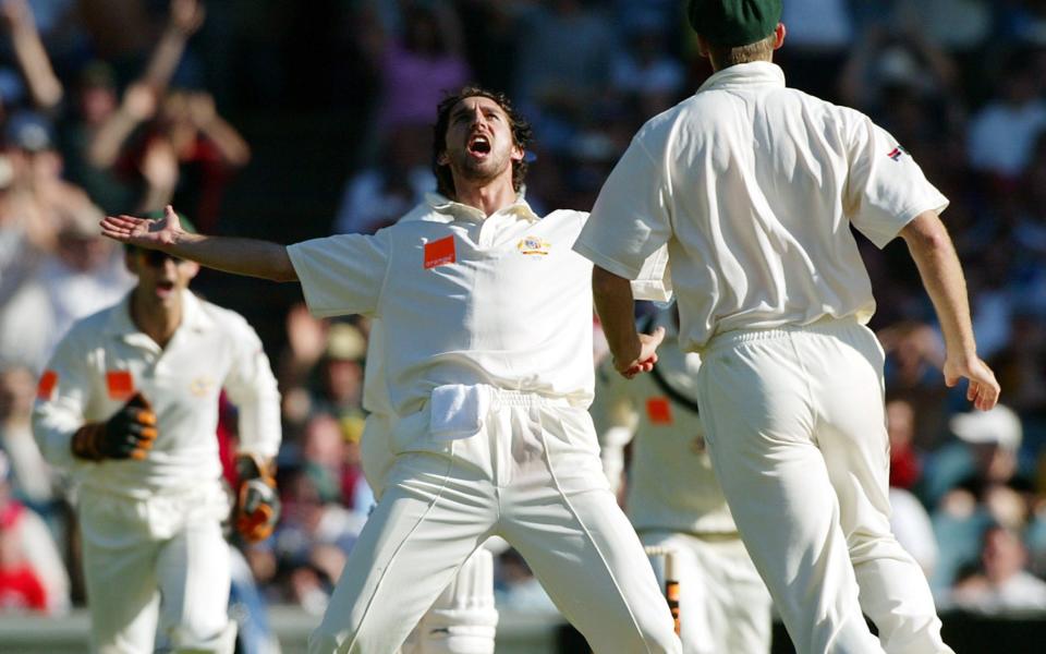 Jason Gillespie celebrates a wicket - REUTERS