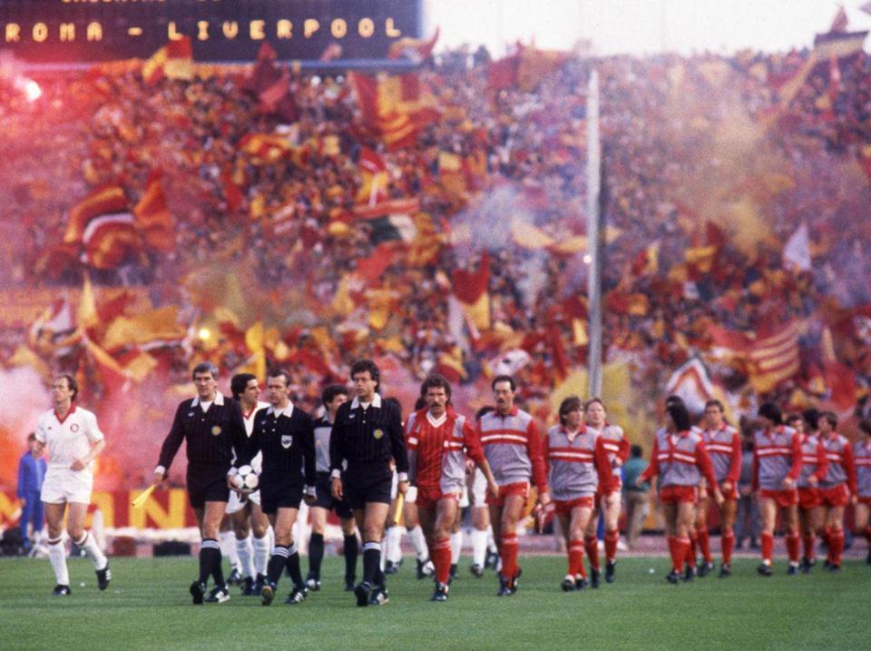 Souness leads his side out, followed by Grobbelaar (Colorsport)