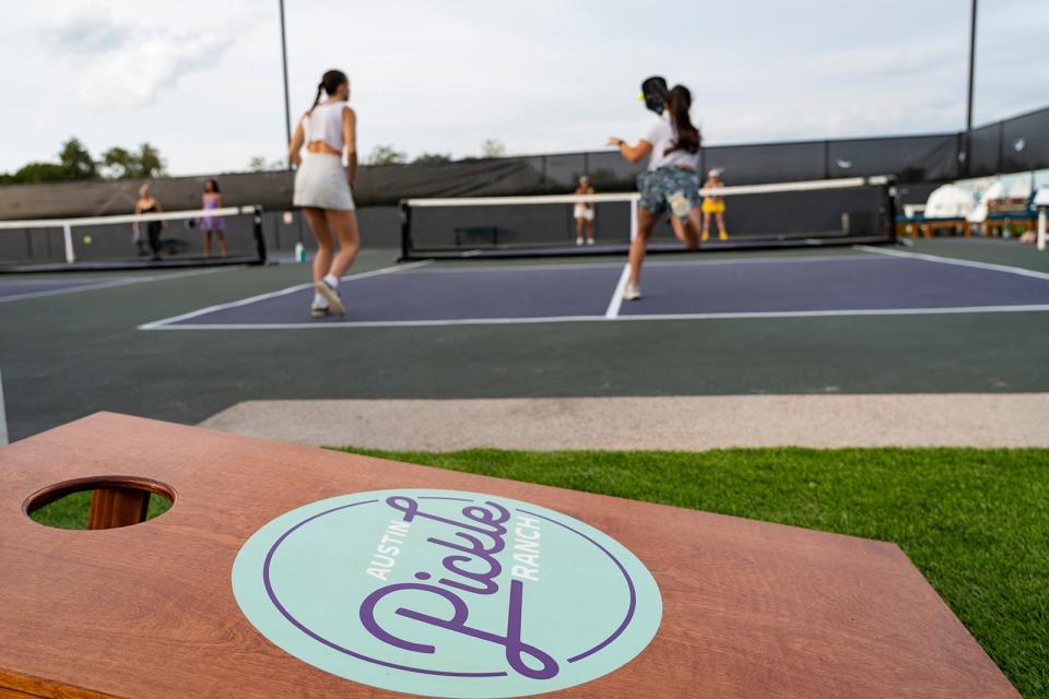 Pickleball players try out the new courts at the new Austin Pickle Ranch Wednesday, Sept. 27, 2023. The grand opening is on October 1.