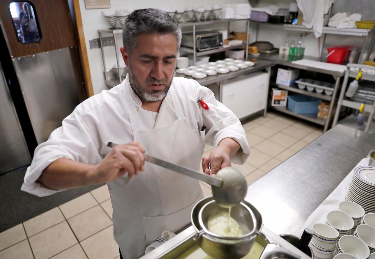 Chef and owner Modesto Santander working in the kitchen at Apollon, a Greek/Mediterranean restaurant on Thursday, May 16, 2024 in Appleton, Wis. 
Wm. Glasheen USA TODAY NETWORK-Wisconsin