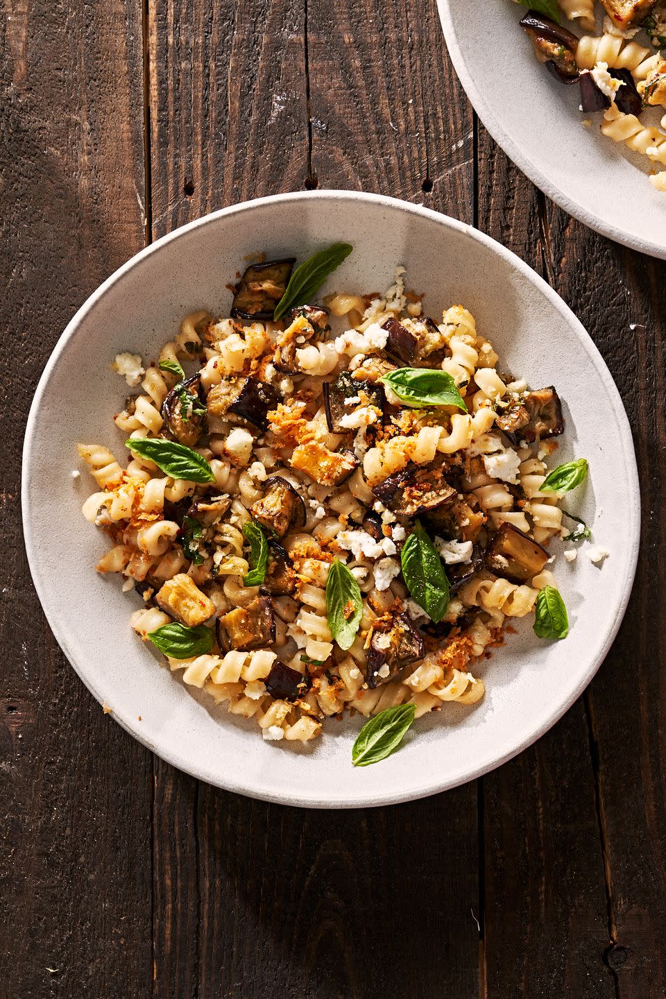 garlicky feta eggplant pasta