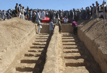 Graves are prepared for the burial of civilians, who were killed by insurgents at Mirza Olang village, in Sar-e Pul province, Afghanistan August 16, 2017. REUTERS/Stringer NO RESALES. NO ARCHIVES