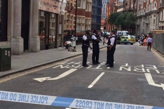 Police at the scene in Basil Street