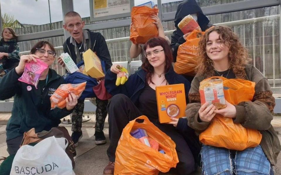 A photograph posted online by Everybody Eats appears to show its activists following the 'raid' on a supermarket