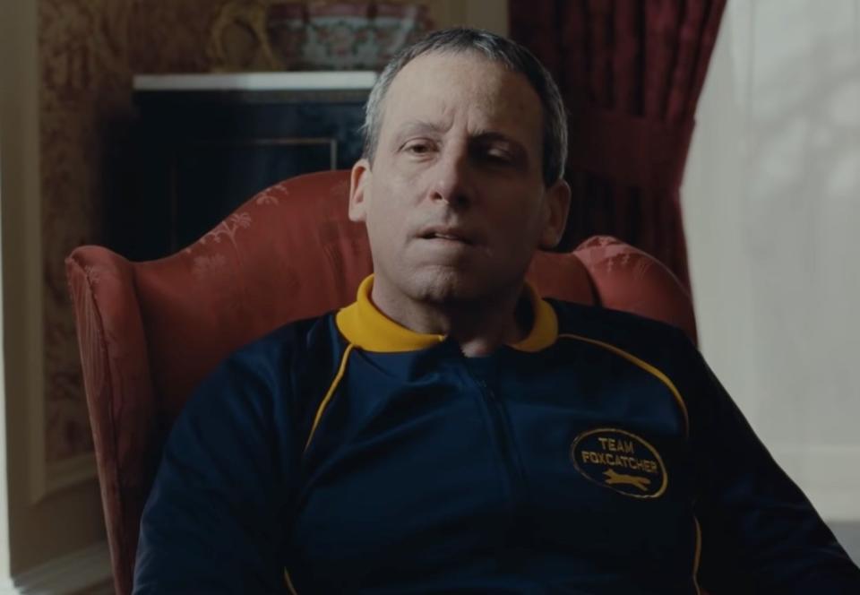 Steve Carell as John du Pont in Foxcatcher film