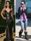 <b>Vanessa Hudgens</b> made a splash at the Vanity Fair Oscar party, where she <a href="http://movies.yahoo.com/blogs/2013-oscars/selena-gomez-vanessa-hudgens-oscars-party-pals-224908490.html" data-ylk="slk:stuck beside her friend Selena Gomez;elm:context_link;itc:0;sec:content-canvas;outcm:mb_qualified_link;_E:mb_qualified_link;ct:story;" class="link  yahoo-link">stuck beside her friend Selena Gomez</a>. Hudgens worked a metallic Moschino gown for the night. <br>Hudgens followed up all that Oscar glamour with an outfit that involved Uggs, leggings, and a sweatshirt. Comfy, cozy, and very low-key.