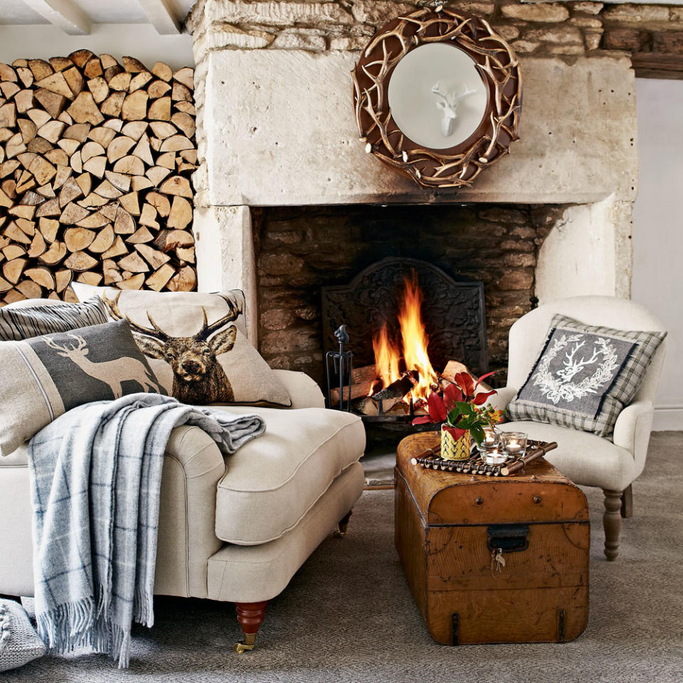 <p> A log pile is the definition of cosy, country style. Creatively welcome a stacked pile of firewood to make an effortlessly charming feature wall. Whether you have an open fire or log burner having dried fire wood on hand to keep the fire burning is invaluable during the colder months. </p>