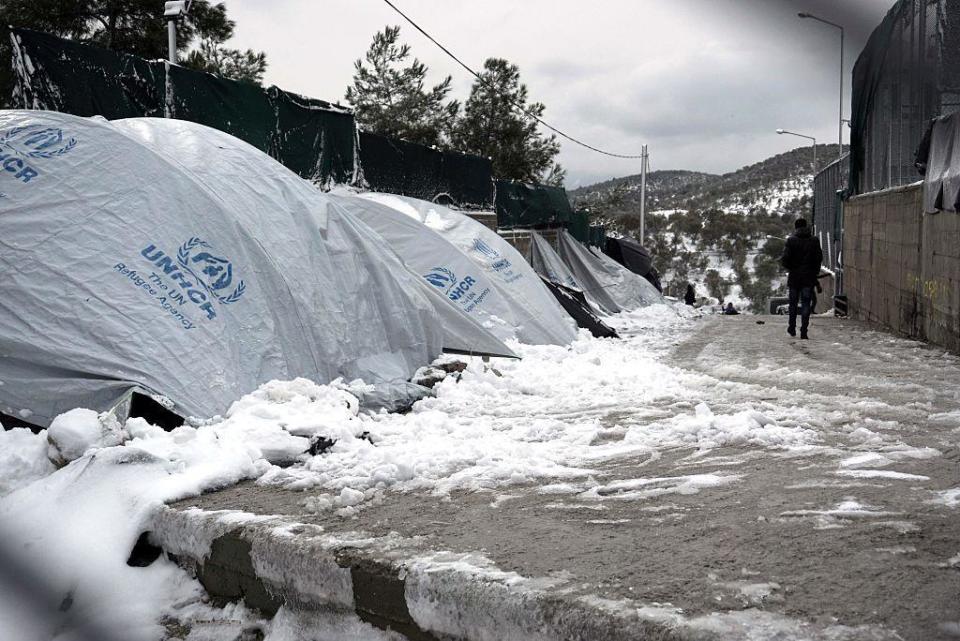 Refugees have died in fires and of hypothermia and suffocation in Greek camps, where some are on hunger strike (AFP/Getty)