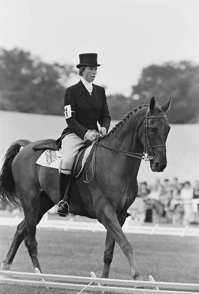 <p><a href="https://www.townandcountrymag.com/society/tradition/g3319/queen-elizabeth-horse-photos/" rel="nofollow noopener" target="_blank" data-ylk="slk:Much like her mother, Princess Anne is an accomplished equestrian;elm:context_link;itc:0;sec:content-canvas" class="link ">Much like her mother, Princess Anne is an accomplished equestrian</a>. Here she is at the European Eventing Championships.</p>