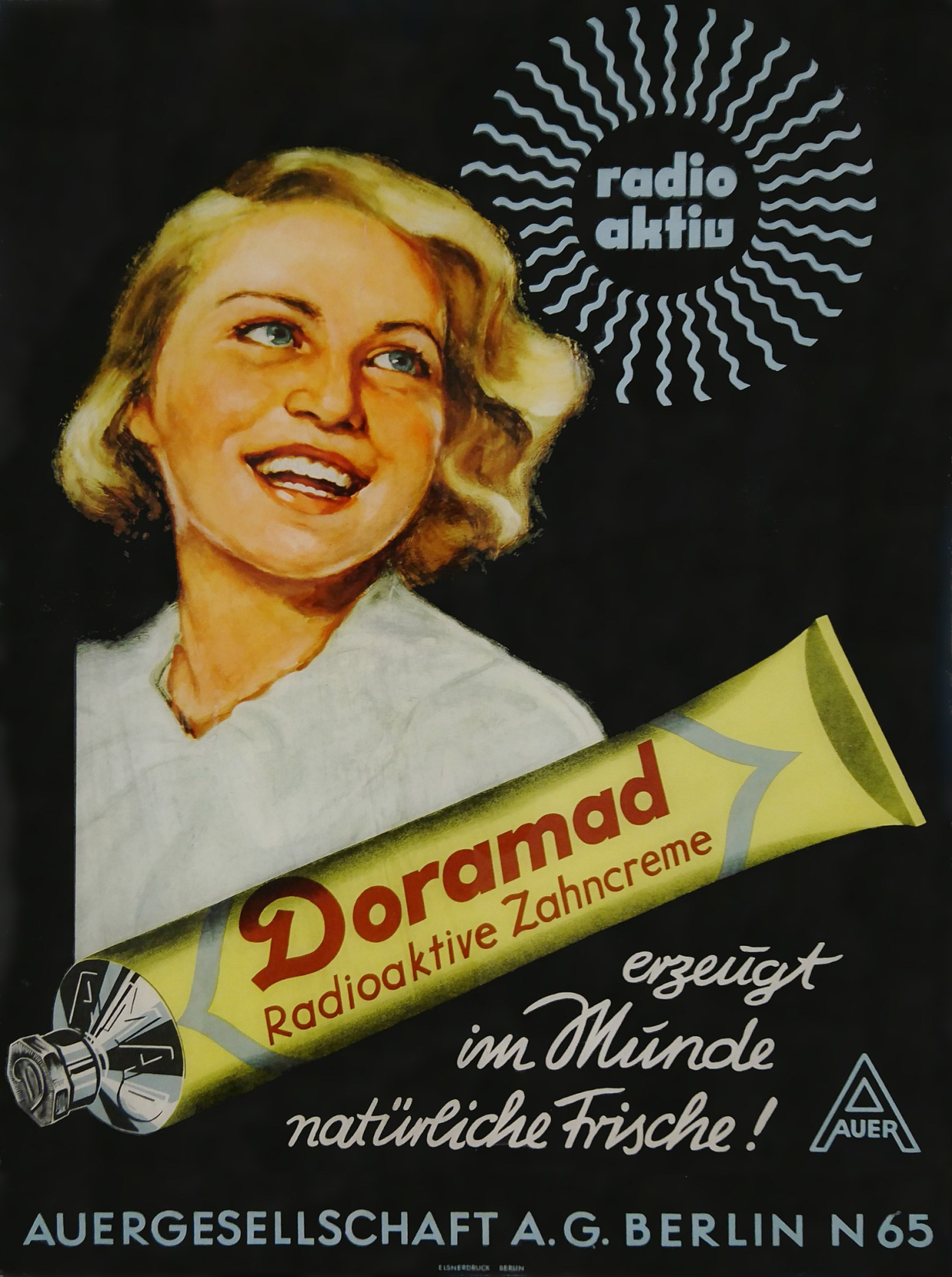 Vintage Advertisement for Doramad Radioactive Toothpaste, German