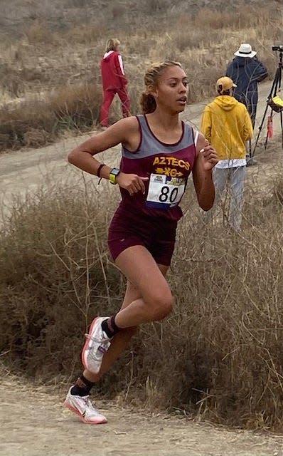 Barstow’s Angelina Vasquez finished ninth overall in the girls Division 4 race at the CIF-Southern Section Cross Country Finals on Nov. 20, 2021.
