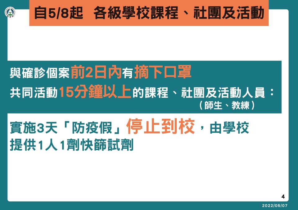 各級學校防疫措施調整。（圖／指揮中心提供）