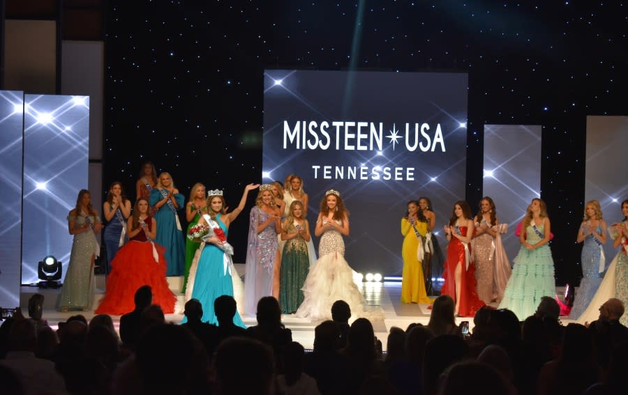 <em>Townsend Blackwell, Miss Lakeland, waves to the audience after being crowned Miss Tennessee Teen USA 2024 in Clarksville, Tenn. on Saturday at Austin Peay State University. (Courtesy: Visit Clarksville TN)</em>