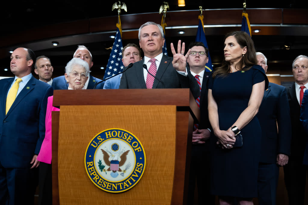 James Comer gives a press conference on the Biden family probe.