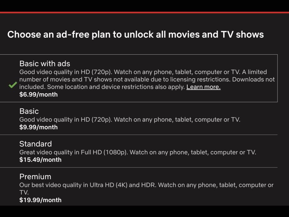 netflix ad plan