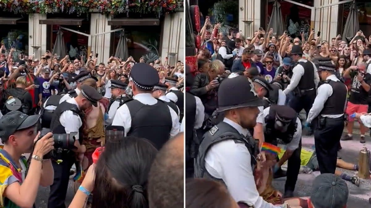 Police arrest Just Stop Oil protesters who tried to disrupt this year’s Pride celebrations (Yener Bayramoğlu)