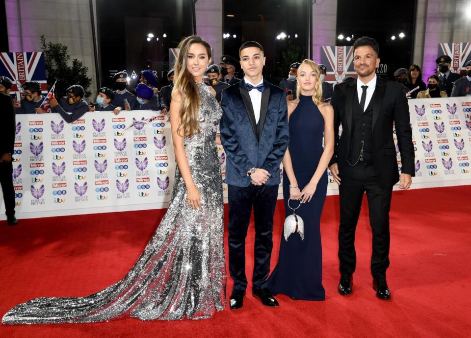 Emily MacDonagh, Junior Savva Andreas Andre, Princess Tiaamii Crystal Esther Andre and Peter Andre attend the Pride Of Britain Awards 2021 (Gareth Cattermole/Getty Images)