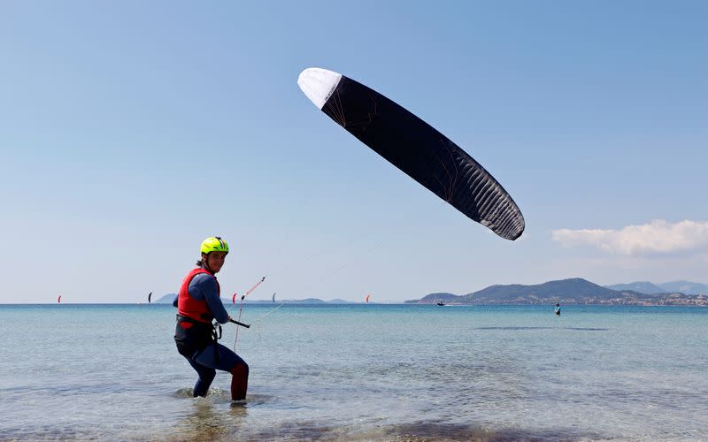 France's Axel Mazella, double kitefoil world champion, ready for kitefoil lift-off at home Games