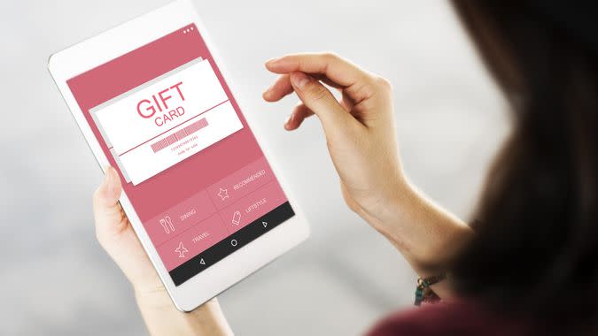 gift card on tablet