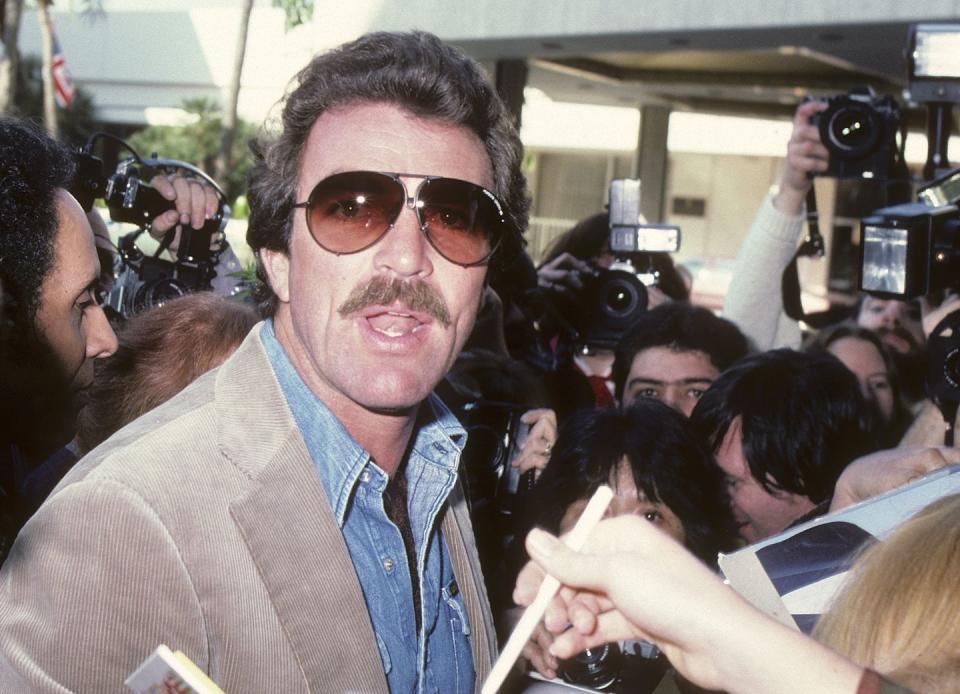 beverly hills, ca january 29 actor tom selleck attends the 39th annual golden globe awards rehearsals on january 29, 1982 at the beverly hilton hotel in beverly hills, california photo by ron galellaron galella collection via getty images 