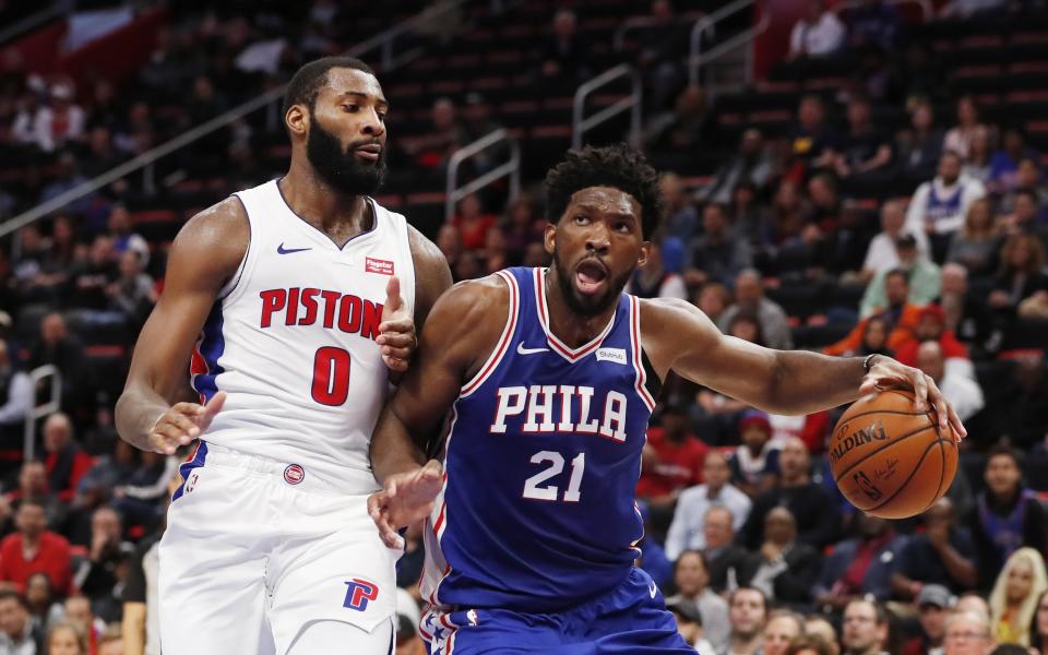 Detroit Pistons center Andre Drummond and Philadelphia 76ers center Joel Embiid love to insult each other. (AP)