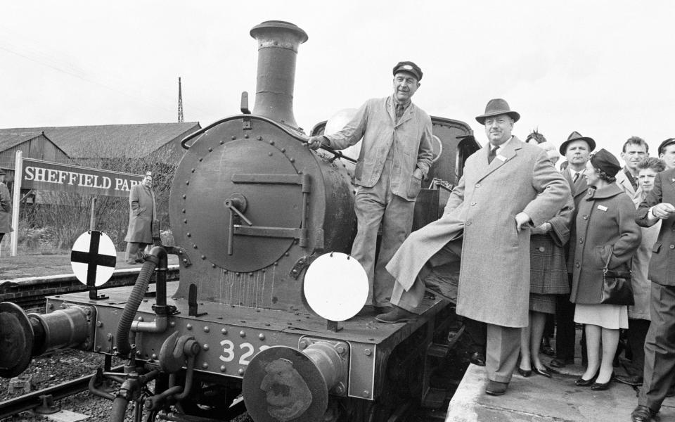 Richard Beeching, chairman of British Railways, visiting the Bluebell Line in Sussex, April 1962