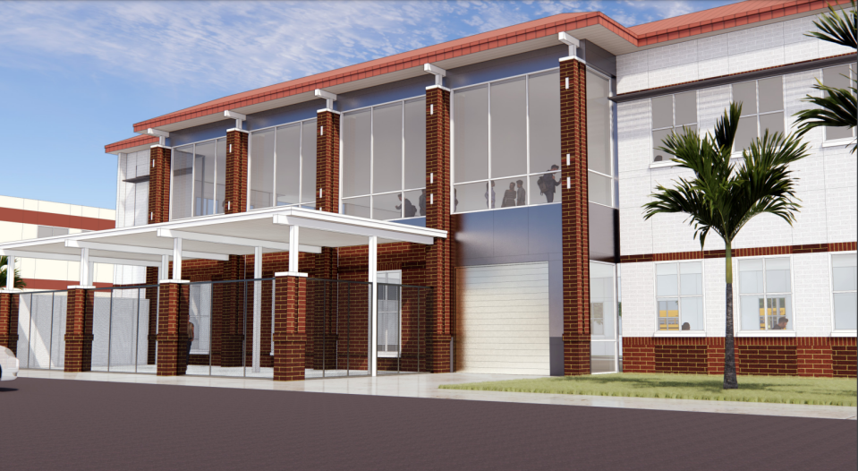 Renderings show planned renovations and additions to Matanzas High School in Palm Coast planned over the next few years. The first floor is planned to house classrooms and a construction lab. The second floor is planned to be a media center.