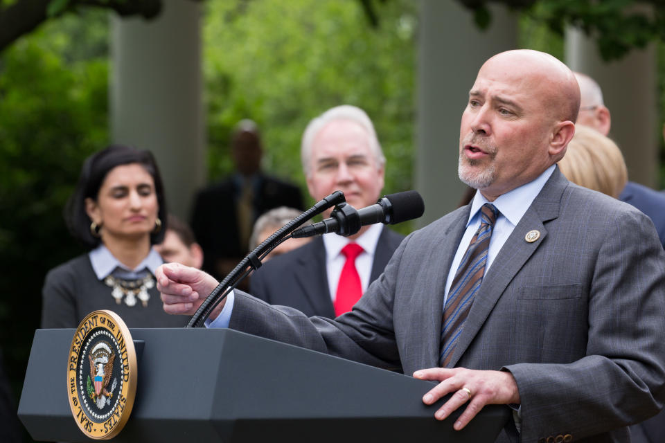Rep. Tom MacArthur speaks at President Trump’s press conference outside the White House in May 2017 on the passage of legislation to roll back the Affordable Care Act. (Photo: Cheriss May/NurPhoto via Getty Images)
