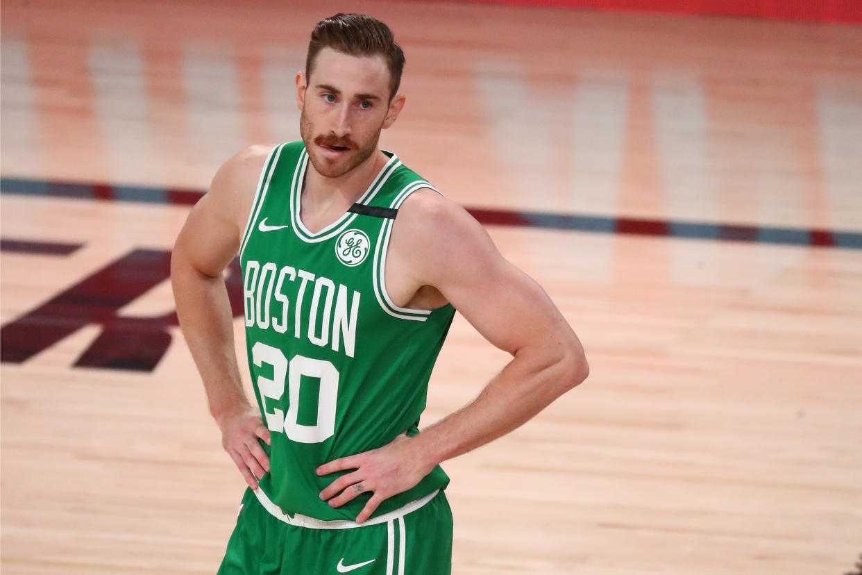 Gordon Hayward stands on the court during Game 3 of the Eastern Conference Finals.