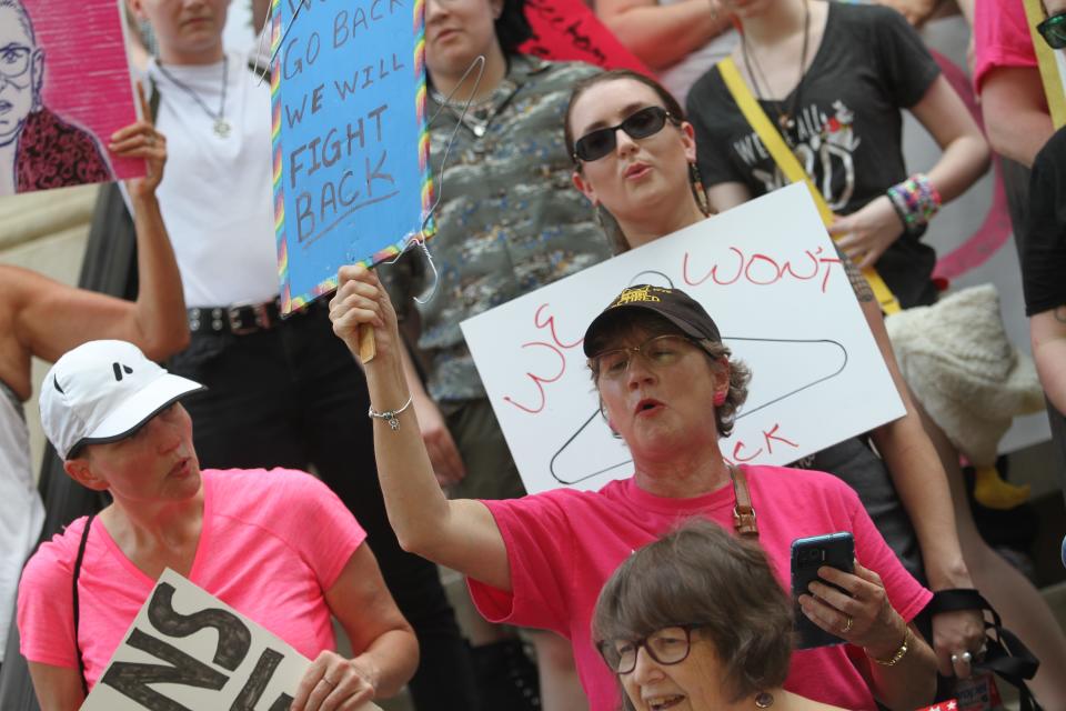 About 70 supporters took part in a Pro Choice march in downtown Clarksville on Friday.