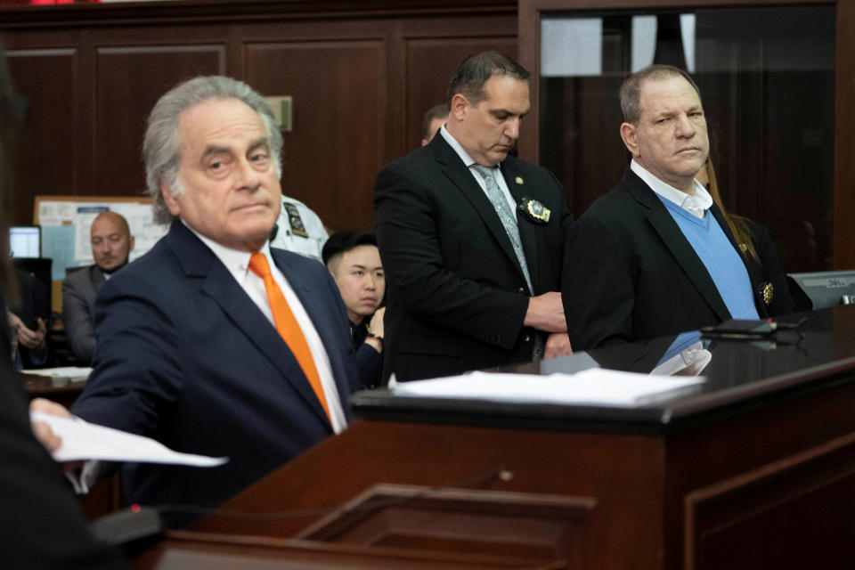 <p>Film producer Harvey Weinstein (R) stands with his lawyer Benjamin Brafman (L) inside Manhattan Criminal Court during his arraignment in Manhattan in New York, May 25, 2018. (Photo: Steven Hirsch/Pool via Reuters) </p>